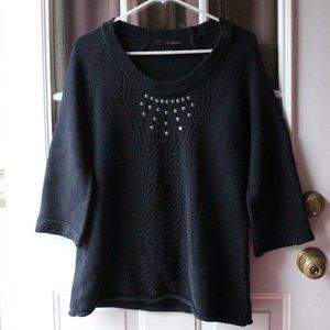 calvin klein jeans black knit embellished sweater